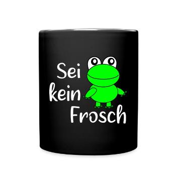 Fasching, Karneval, Kostüm, Frosch - Tasse einfarbig - Schwarz - Vorne