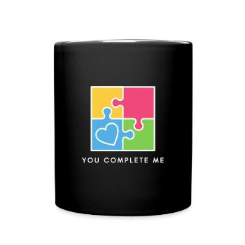 You Complete Me True Love Valentine's Day - Full Colour Mug - black - Front
