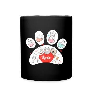 Niedliche Katzen- und Hundemotive auf Tassen - Tasse einfarbig - Schwarz - Vorne