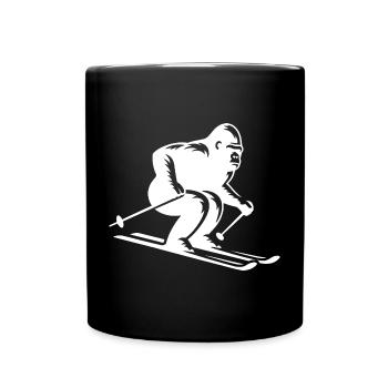 Affe Gorilla Schimpanse Ski Silhouette Design - Tasse einfarbig - Schwarz - Vorne