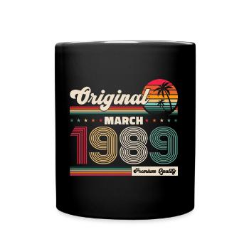 35th Birthday Husband Original March Vintage 1989 - Full Colour Mug - black - Front