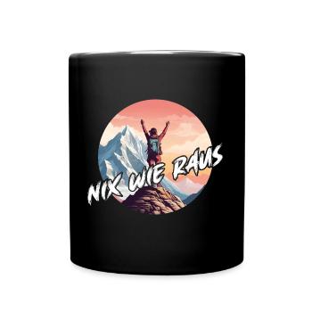 Nix wie raus - in die Natur - auf die Berge - Tasse einfarbig - Schwarz - Vorne