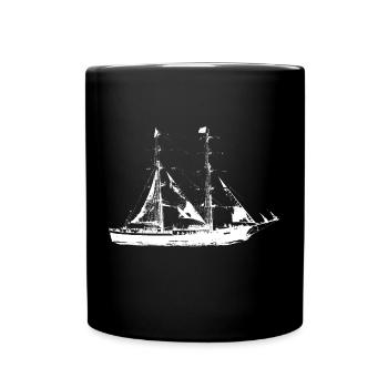 Segelschiff - Tasse einfarbig - Schwarz - Vorne