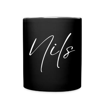 Nils Name T-Shirt Gift for Men - Full Colour Mug - black - Front