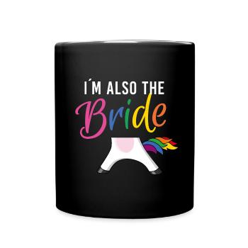 LGBTQ also bride unicorn bachelorette party - Full Colour Mug - black - Front