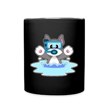 Katze Taucher Schnorchel Tauchen - Tasse einfarbig - Schwarz - Vorne