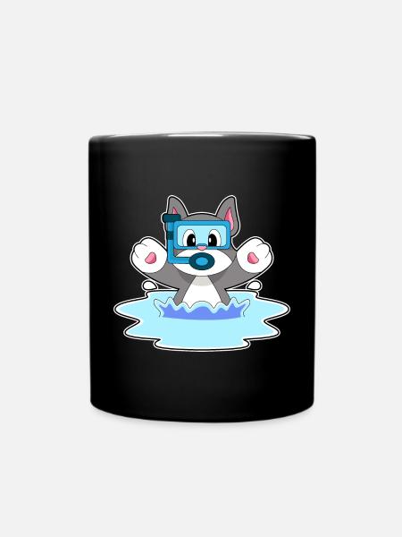 Katze Taucher Schnorchel Tauchen - Tasse einfarbig - Schwarz