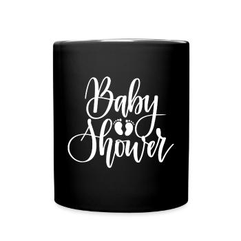 Birth Pattern and Baby Footprints - Full Colour Mug - black - Front