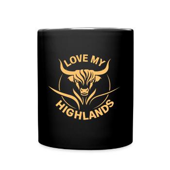 Meine Highlands Rinder ich liebe Highlands - Tasse einfarbig - Schwarz - Vorne