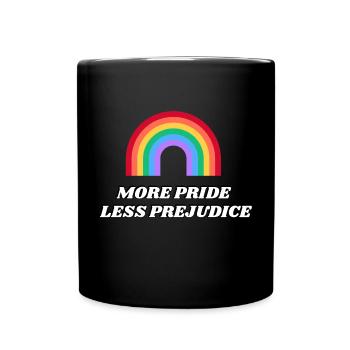 Mehr Stolz Weniger Vorurteile Regenbogen - Tasse einfarbig - Schwarz - Vorne