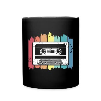 Cassette musique rétro enregistre des couleurs vintage logo - Mug uni - noir - Devant