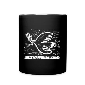 Friedenstaube - Jetzt Waffenstillstand - Tasse einfarbig - Schwarz - Vorne