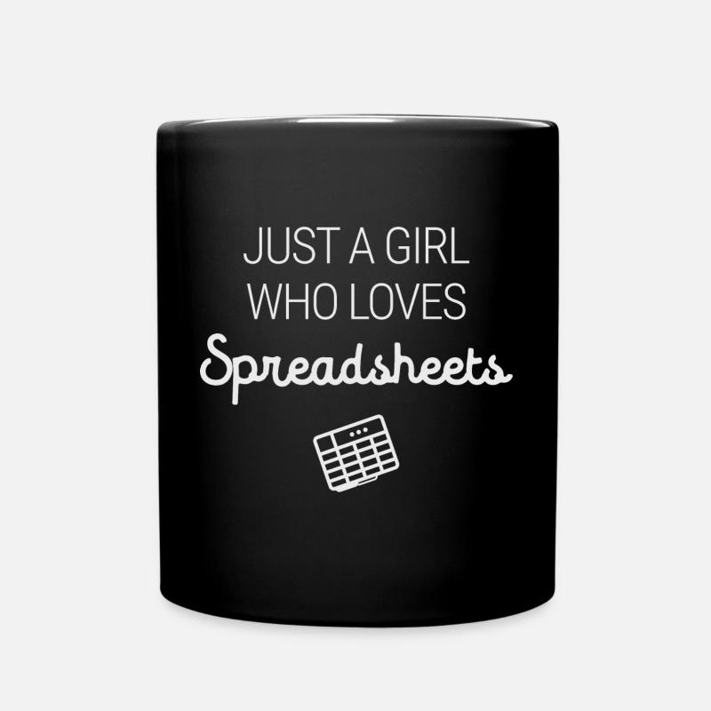 Juste une fille qui aime les feuilles de calcul Dicton amusant - Mug uni - noir