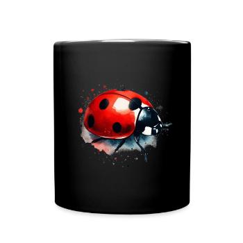 Marienkäfer Aquarell Natur für Gartenliebhaber - Tasse einfarbig - Schwarz - Vorne