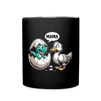 Dino trifft Entlein - Tasse einfarbig - Schwarz - Vorne