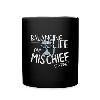 Équilibrer la vie, une espièglerie à la fois ! Chat - Mug uni - noir - Devant
