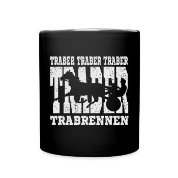 Dekoratives Traber Design - Tasse einfarbig - Schwarz - Vorne