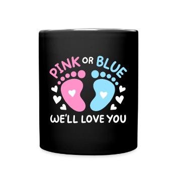 Passend Pink oder Blaue Gender Reveal Party - Tasse einfarbig - Schwarz - Vorne