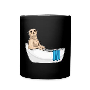 Erdmännchen Baden Badewanne - Tasse einfarbig - Schwarz - Vorne