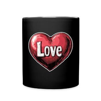 Herz der Liebe Illustration - Tasse einfarbig - Schwarz - Vorne