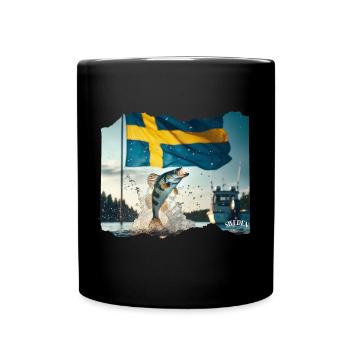 SWEDEN Home of Fishing Pikeperch - Full Colour Mug - black - Front