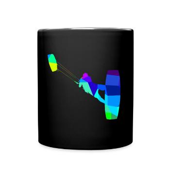 Kite Surfing Rainbow Colors Polygon Sport - Full Colour Mug - black - Front