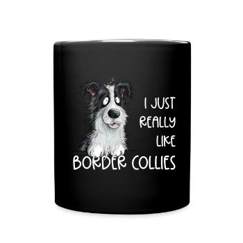 Droll border collie chien dicton - Mug uni - noir - Devant
