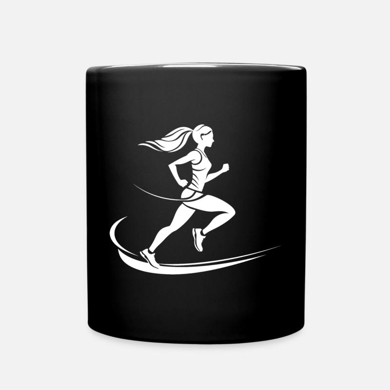 Läuferin Zeichnung - Tasse einfarbig - Schwarz