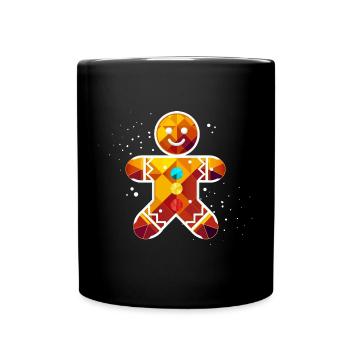 Colorful Gingerbread Man–Colorful Christmas Design - Full Colour Mug - black - Front