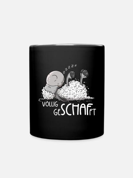 Kleines Schlafendes Schaf Völlig Geschafft - Tasse einfarbig - Schwarz