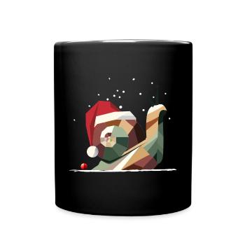 Weihnachtliche Schnecke mit Charme und Humor - Tasse einfarbig - Schwarz - Vorne