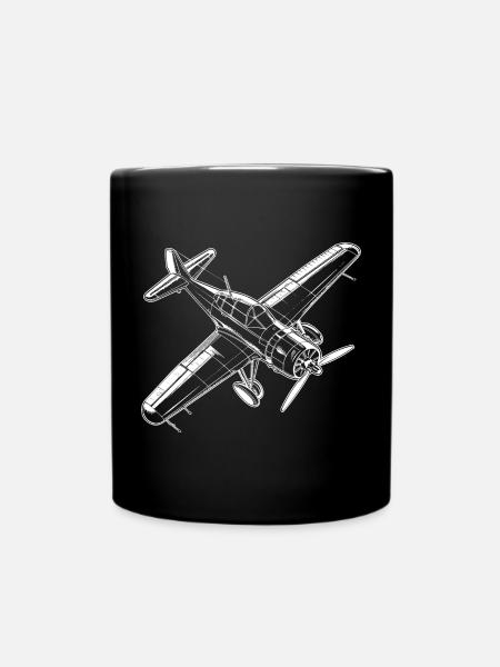 Propeller plane - Full Colour Mug - black