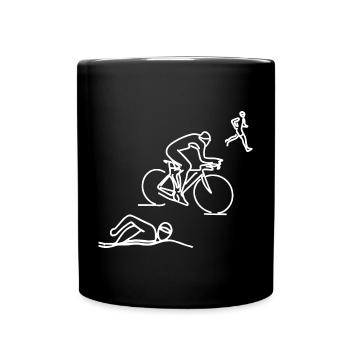 Schwimmen Radfahren Laufen - Tasse einfarbig - Schwarz - Vorne