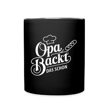 Opa backt das schon - unser backender Opa - Tasse einfarbig - Schwarz - Vorne