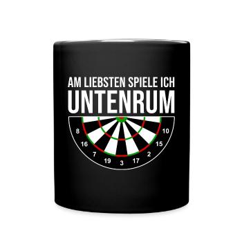 Dart Spieler Spruch Darts WM - Tasse einfarbig - Schwarz - Vorne