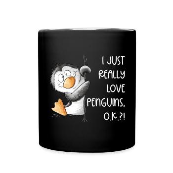 Pingouin Drolliger J’aime vraiment les pingouins - Mug uni - noir - Devant
