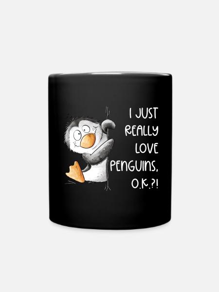 Drolliger Pinguin I Just Really Like Penguins - Tasse einfarbig - Schwarz