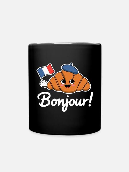 Bonjour Croissant - Tasse einfarbig - Schwarz