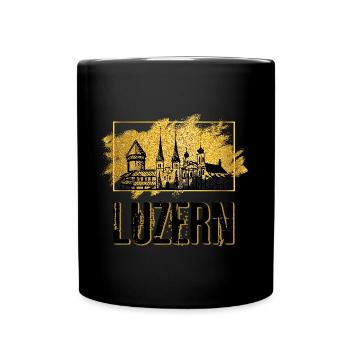 Lucerne Suisse Ville Skyline Home Amour Or - Mug uni - noir - Devant