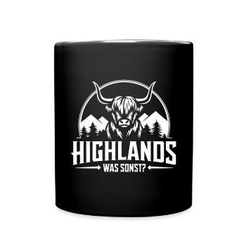 Highlands was sonst Schottisches Hochlandrind - Tasse einfarbig - Schwarz - Vorne