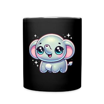 Super Cute Kawaii Baby Elefant - Tasse einfarbig - Schwarz - Vorne