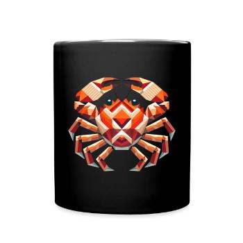 Geometrische Krabbe – Farbenfrohes Meereskunstwerk - Tasse einfarbig - Schwarz - Vorne