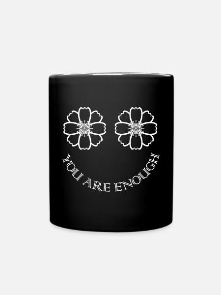 Blumenaugen / Augen wie Blumen mit Spruch - Tasse einfarbig - Schwarz