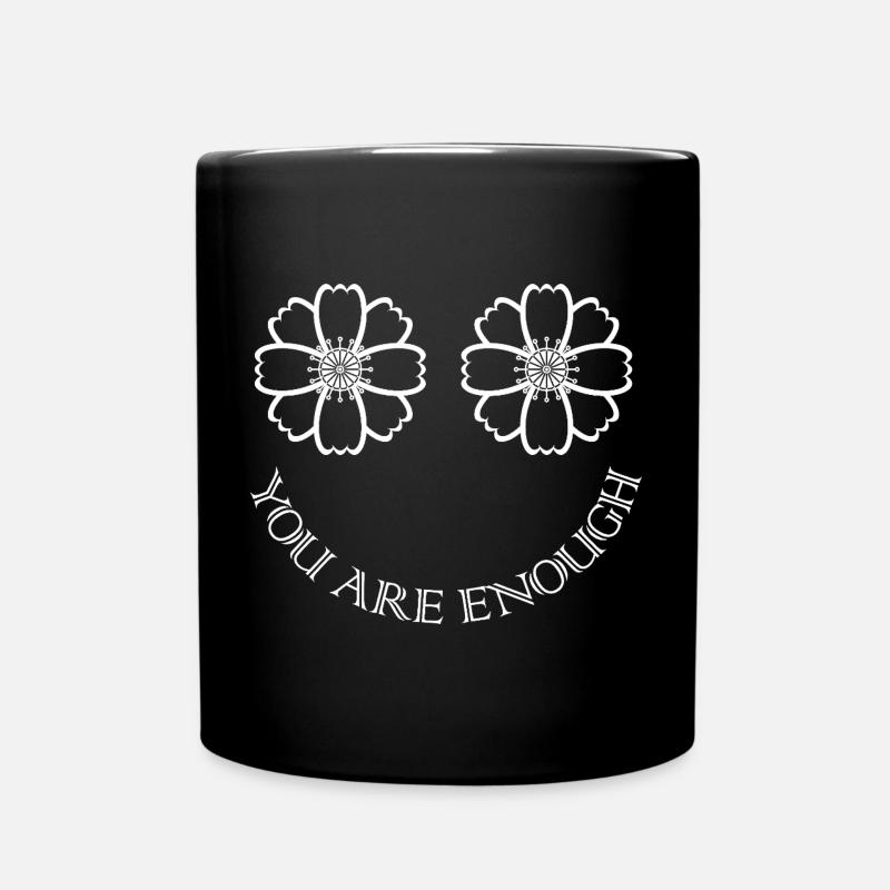 Blumenaugen / Augen wie Blumen mit Spruch - Tasse einfarbig - Schwarz