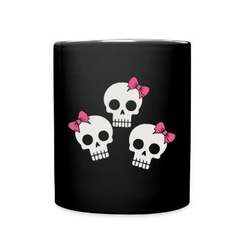 Crâne mignon avec des arcs - Mug uni - noir - Devant