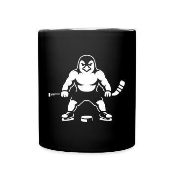 Hockey Penguin Silhouette Minimalist Strong - Full Colour Mug - black - Front
