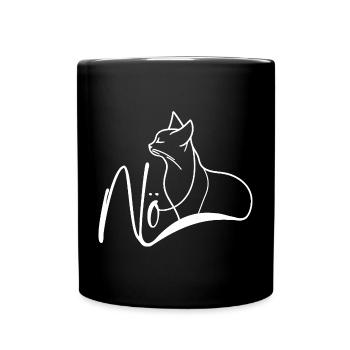 Minimalistische Katzengrafik auf Schwarz Katzenfan - Tasse einfarbig - Schwarz - Vorne