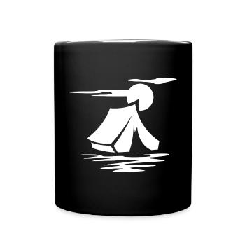 Zelt Symbol mit Abendsonne - Outdoor und Survival - Tasse einfarbig - Schwarz - Vorne