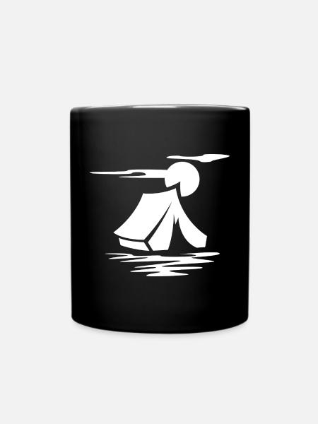 Zelt Symbol mit Abendsonne - Outdoor und Survival - Tasse einfarbig - Schwarz