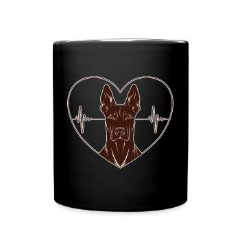 Herz Dobermann Design – Rust Look - Tasse einfarbig - Schwarz - Vorne